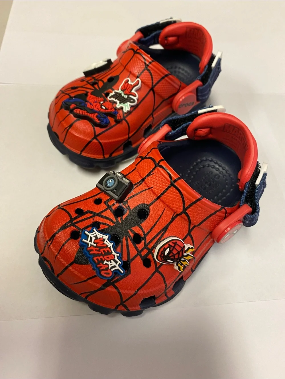 CROCS Kids' Red & Black SpiderMan-Web Sandals